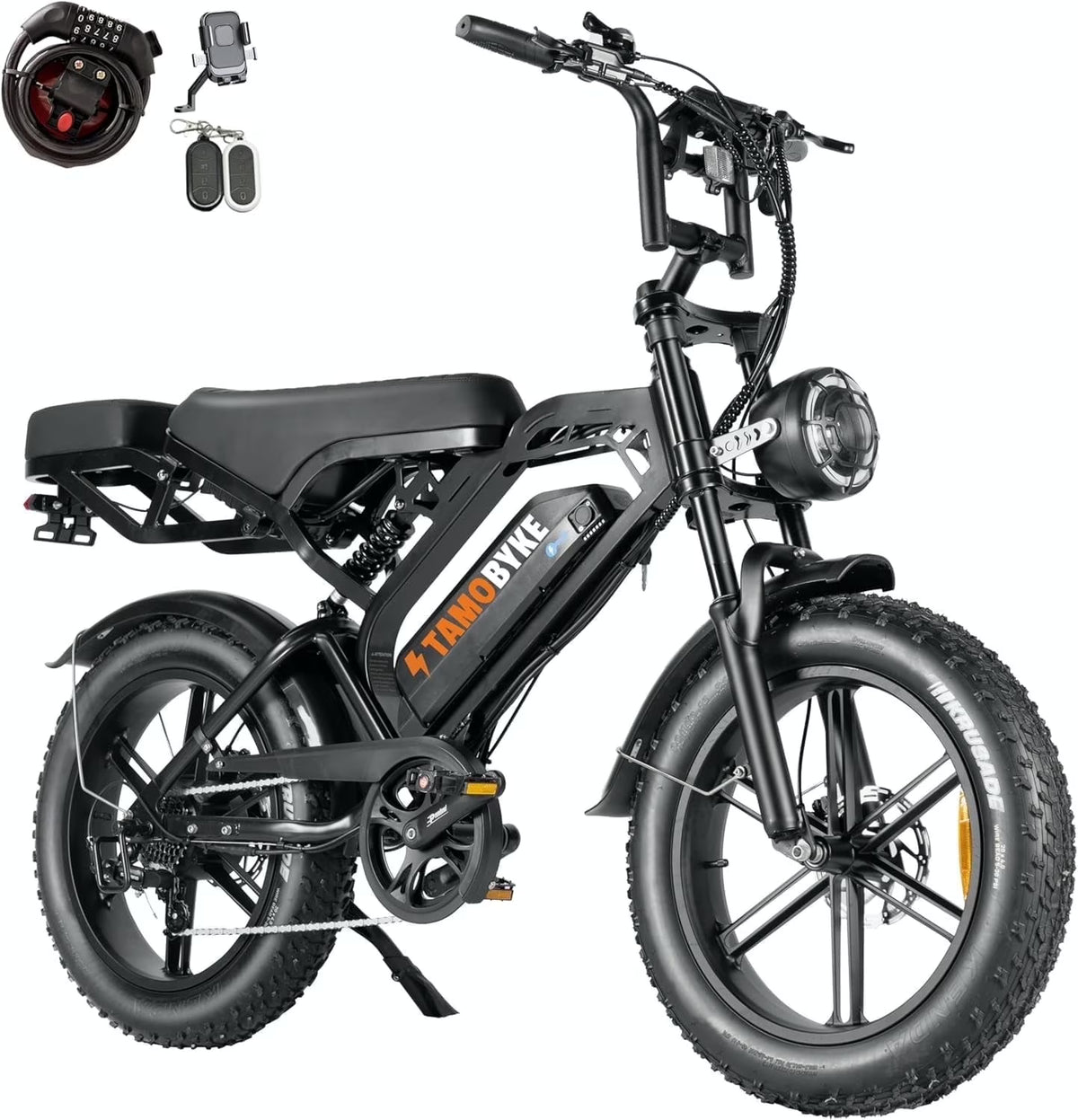 Tamobyke Electric Bike for Adults, Peak 1500W 28mph Mountain Ebike, 48V 15.6AH 20" Fat Tire Electric Bicycle Full Suspension UL2849