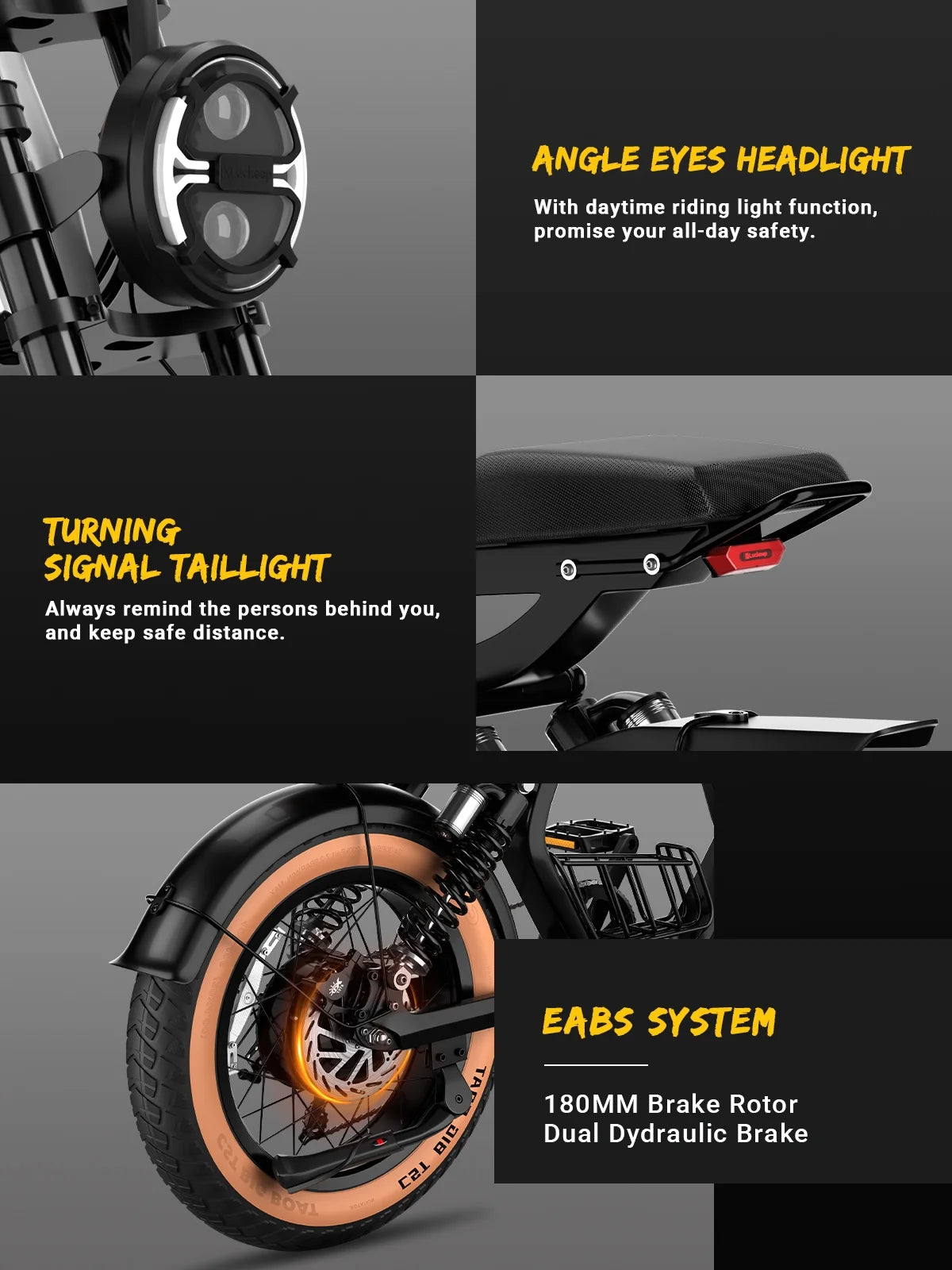 Luckeep M5 Electric Bike for Adults/Teen, 1500W Peak Motor, Max 32MPH, 48V 15AH Battery, Max 60 Miles Electric Motorcycle for Mountains, 20" Fat Tire Electric Dirt Bike, Sand, Road, Full Suspension