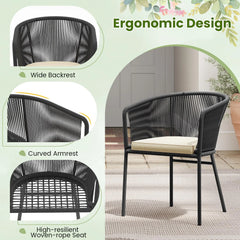 Tangkula Patio Chairs Set of 4 Upholstered Accent Chairs w/Curved Backrest