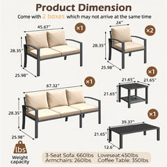 AECOJOY Metal Patio Furniture Set, 7 Seats Modern Outdoor Furniture with Deep Cushions