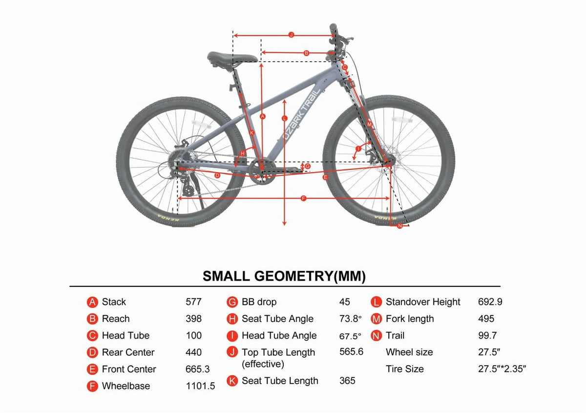 27.5" Ozark Trail M.2 Ridge Mountain Bike, Medium Frame, Fits Riders 5'3" - 5'8", Blue, Adult, Unisex