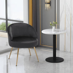 Monibloom Velvet Accent Chair, Modern Upholstered Single Sofa Side Chair, Comfy Barrel Club Living Room Armchair with Golden Metal Legs