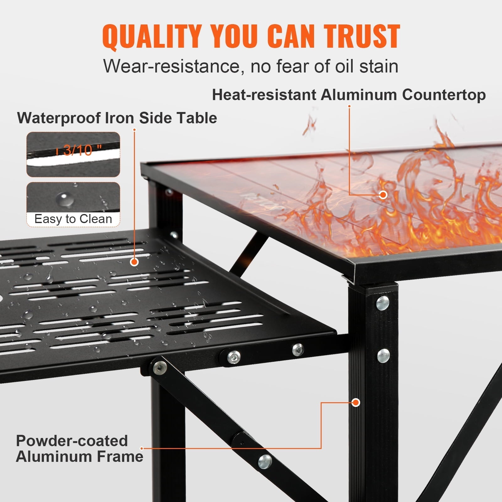 Camping Kitchen Table Folding Portable Cook Station Tables Shelves &A Sink