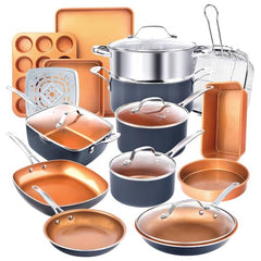 20-Piece Aluminum Ti - Ceramic Nonstick Cookware and Bakeware Set in Graphite