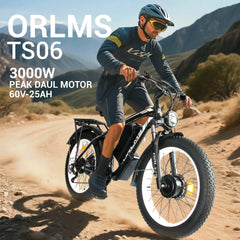 Peak 5000W - Electric - Bike for Adults - Men, Dual - Motor - Ebike 50MPH - Hunting - Ebike, 60V 25AH Long Range Dirtbike, 26" x 4.0 Fat - Tire - Electric - Bicycle, AWD 21 - Speed Mountain Bike for Off - Road Snow Sand
