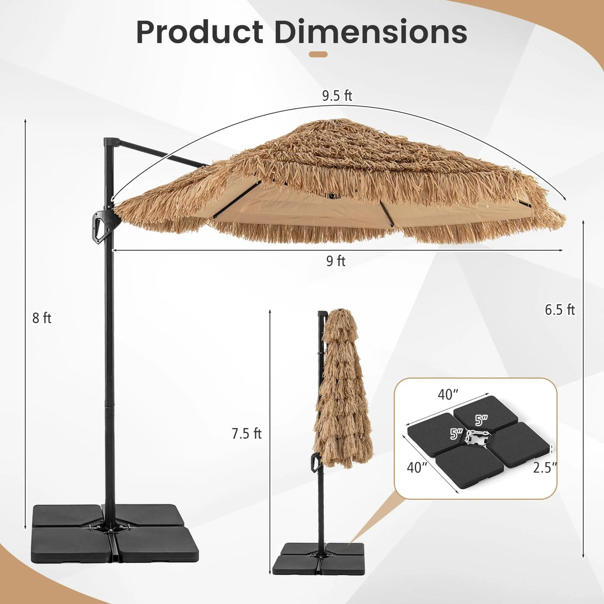 Tangkula 9.5ft Tiki Patio Umbrella with Base Included