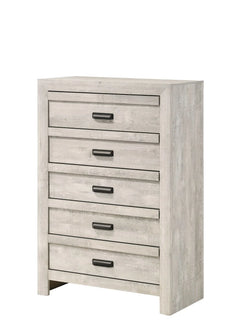 3pc Rustic Beige Gray Finish Bedroom Furniture Queen Size Bed Nightstand Chest Set