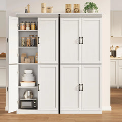 Dsstyles Pantry Cabinet, Freestanding Kitchen Pantry Storage Cabinet, 70" Cupboard, Tall Storage Cabinet with Doors and Adjustable Shelves, for Bathroom, Dining Room, Living Room, Antique White/Gray