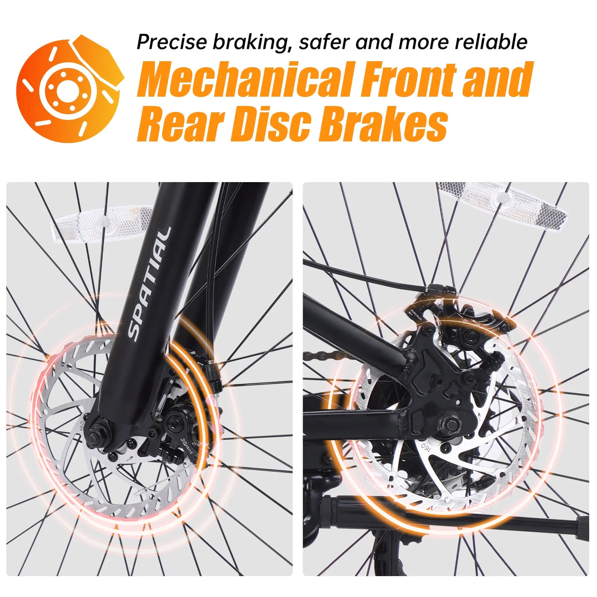SPATIAL 24/26/27.5/29 in Mountain Bike, 8/21 Speed Lightweight Aluminum Magensium Frame Mountain Bicycle, Fits Men Women Teenagers Adult Disc Brake MTB Bicycle