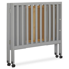 Dream on Me Jett Non - Full Size Folding Crib I Removable Wheels I Modern Nursey I Adjustable Mattress Support I Patent Folding System I Included 2.5 Mattress in Pebble Gray