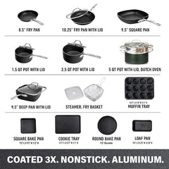20-Piece Aluminum Ultra - Durable Non - Stick Diamond Infused Cookware and Bakeware Set