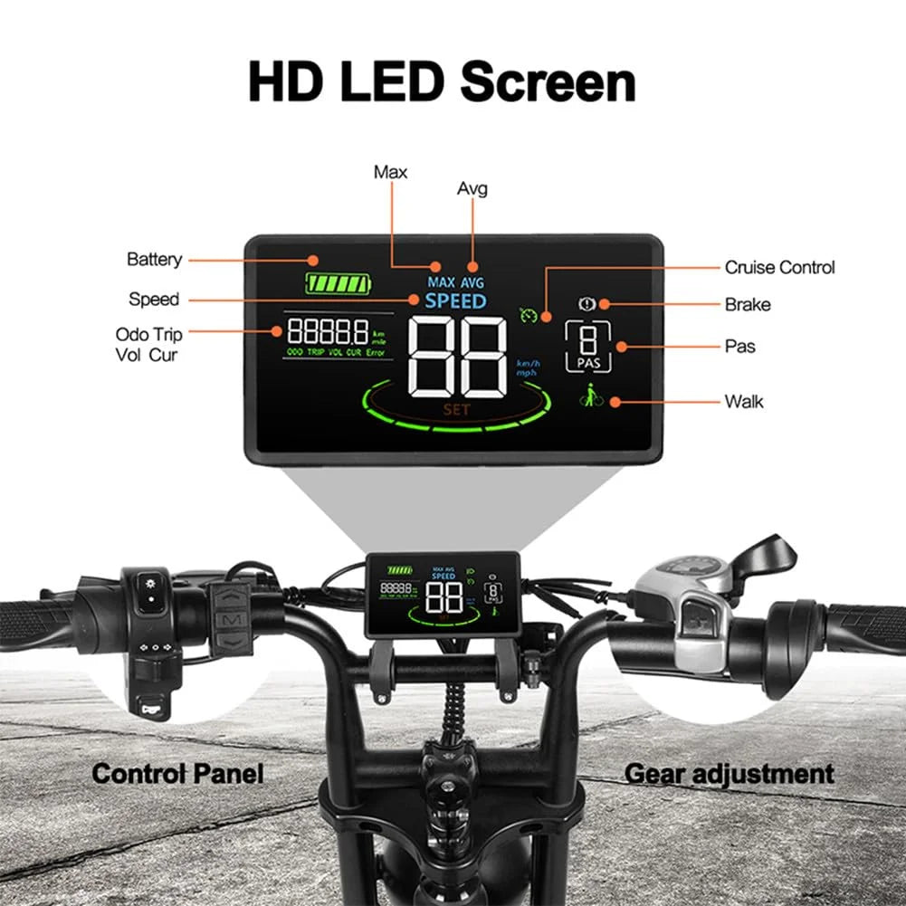 Tamobyke Electric Bike for Adults, Peak 1500W 28mph Mountain Ebike, 48V 15.6AH 20" Fat Tire Electric Bicycle Full Suspension UL2849