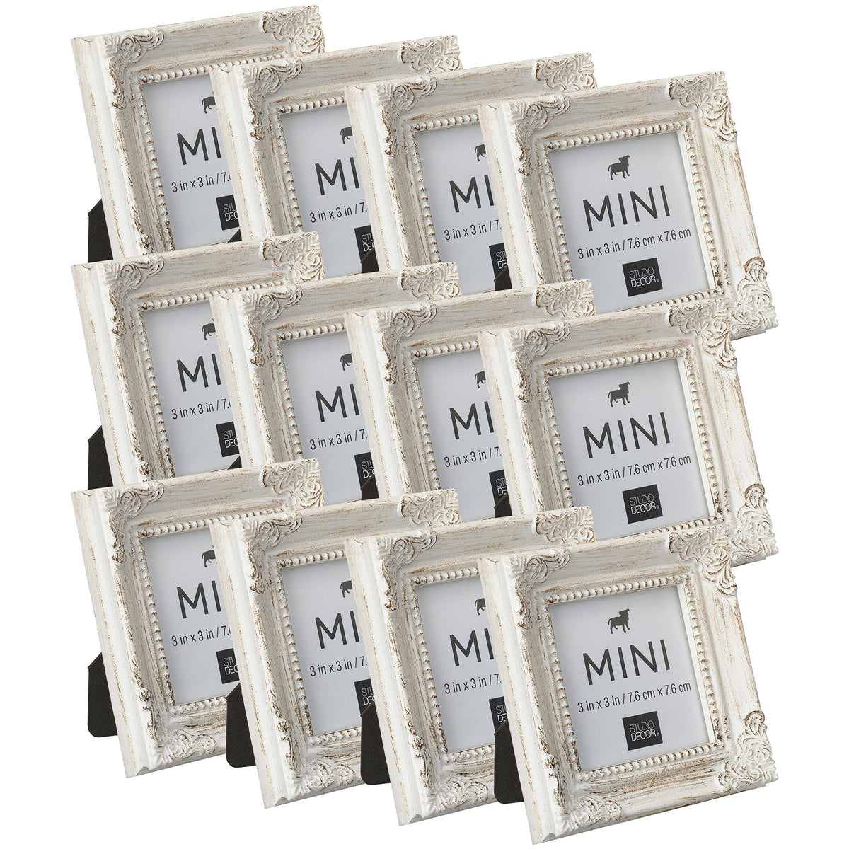 White Leaf Corner Accents Mini Frame by Studio D��cor - Decorative Picture Frame for Home, Office, Living Room - Bulk 12 Pack