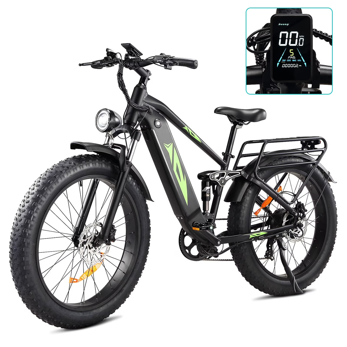 Electric Bike for Adults, 1000W E Bikes for Men, 26" Fat Tire Electric Bikes, 48V 17.5AH Battery, 28MPH, 7 Speed&Dual Hydraulic Disc Brakes, LCD Screen, 60miles Range, Electric Mountain Bicycle