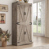 71" Tall Farmhouse Kitchen Pantry Cabinet, 5 Layers Storage Cabinet with Adjustable Shelves, Farmhouse Pantry Cabinet with 4 Barn Doors