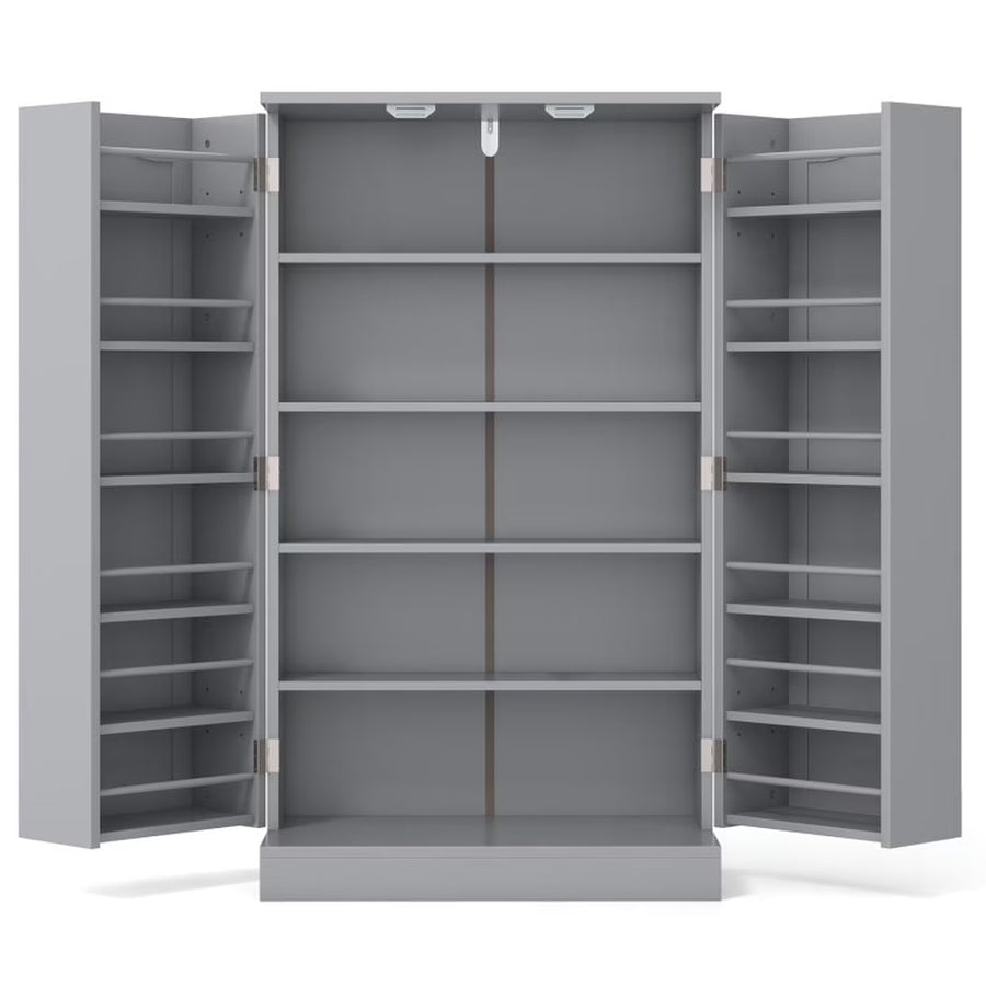 Spaco 17-Tier Kitchen Small Pantry Cabinet with 2 Doors and 6 Adjustable Shelves, Cabinet Pantry, Freestanding 5-Tier Shelving Pantries