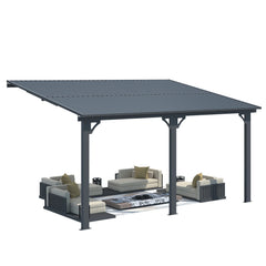 AECOJOY 14x10 Outdoor Hardtop Gazebo Adjustable Height (6.5-9.8Ft) Pergola for Patio