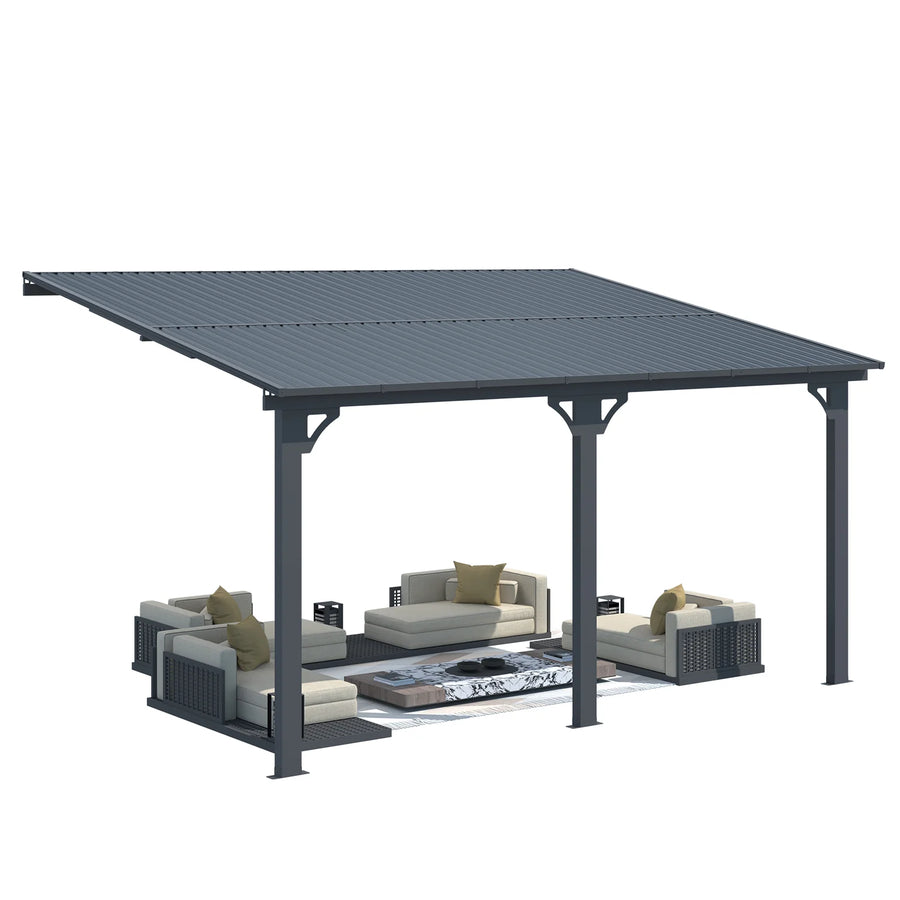 AECOJOY 14x10 Outdoor Hardtop Gazebo Adjustable Height (6.5-9.8Ft) Pergola for Patio