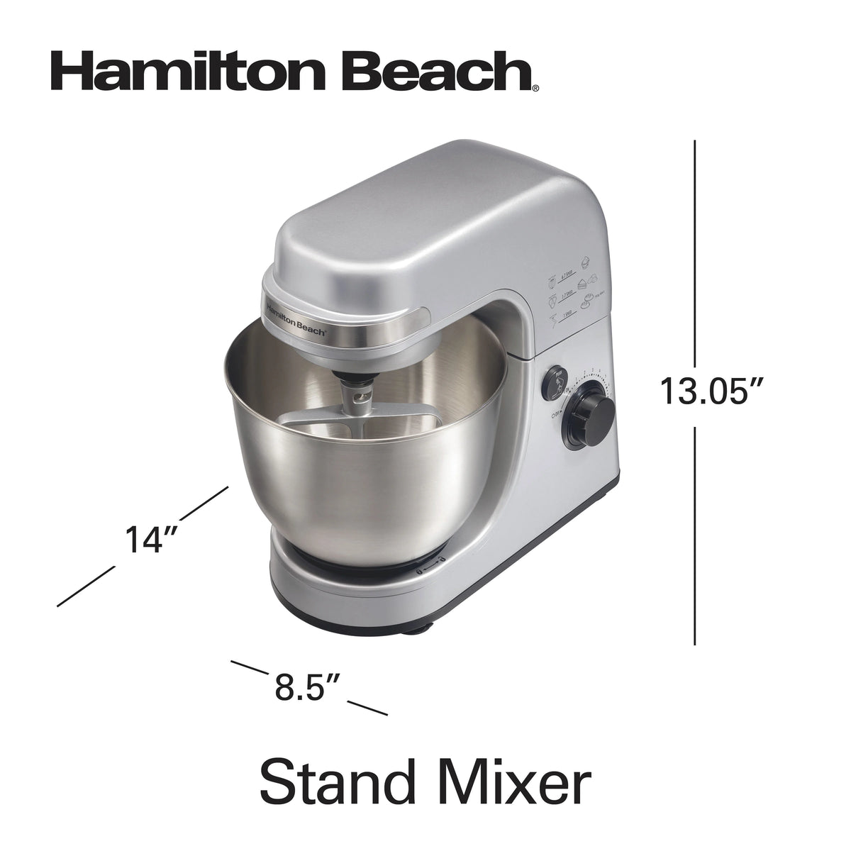 Hamilton Beach 4 Quart Stand Mixer for Kitchen, 7 Speeds, Tilt - Head, Dough Hook, Whisk & Flat Beater, White