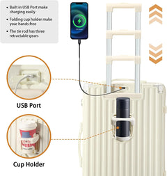 20 in Carry on Luggage with Cup Holder & USB Port, Airline Approved TSA - Locked Luggage, Lightweight PC Material Travel Suitcase