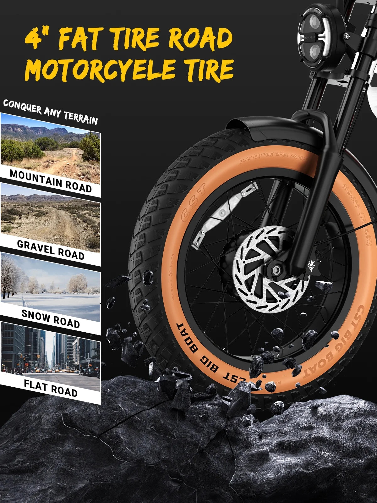 Luckeep M5 Electric Bike for Adults/Teen, 1500W Peak Motor, Max 32MPH, 48V 15AH Battery, Max 60 Miles Electric Motorcycle for Mountains, 20" Fat Tire Electric Dirt Bike, Sand, Road, Full Suspension