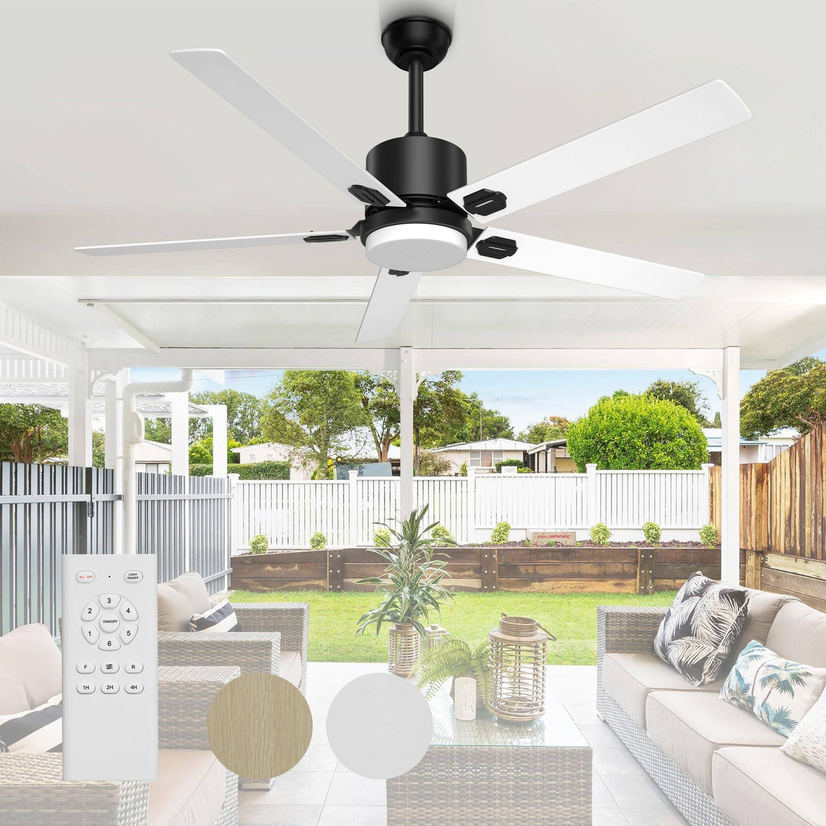 BECLOG 60" Ceiling Fan with Light, Ceiling Fans Indoor Outdoor with Remote Ceiling Fan DC Motor with Lights LED for Patios, Bedroom, Farmhouse,