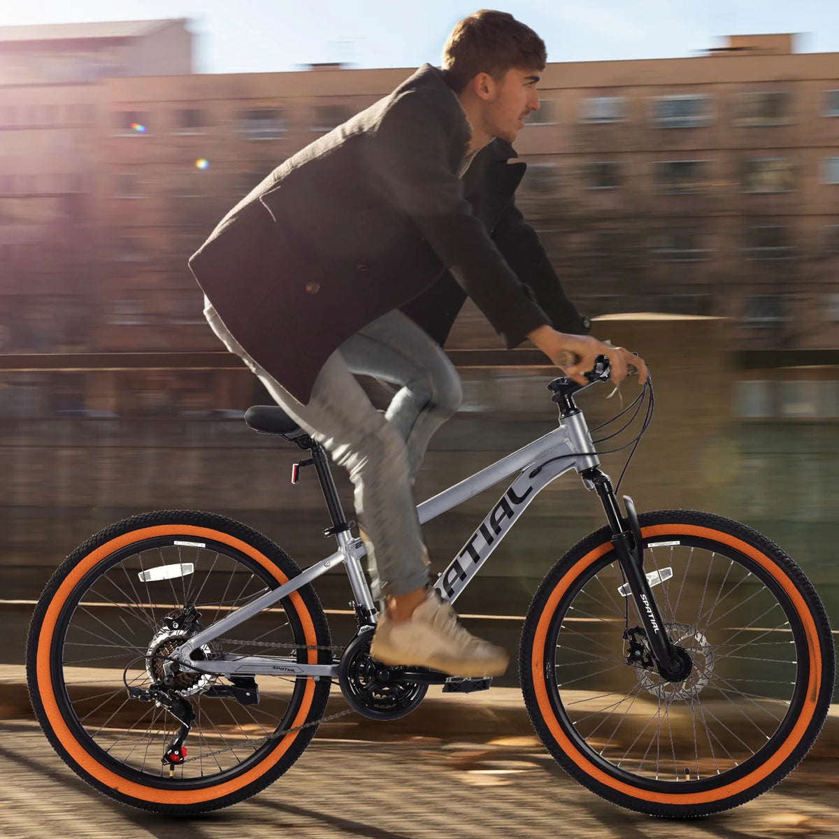 SPATIAL 24/26/27.5/29 in Mountain Bike, 8/21 Speed Lightweight Aluminum Magensium Frame Mountain Bicycle, Fits Men Women Teenagers Adult Disc Brake MTB Bicycle