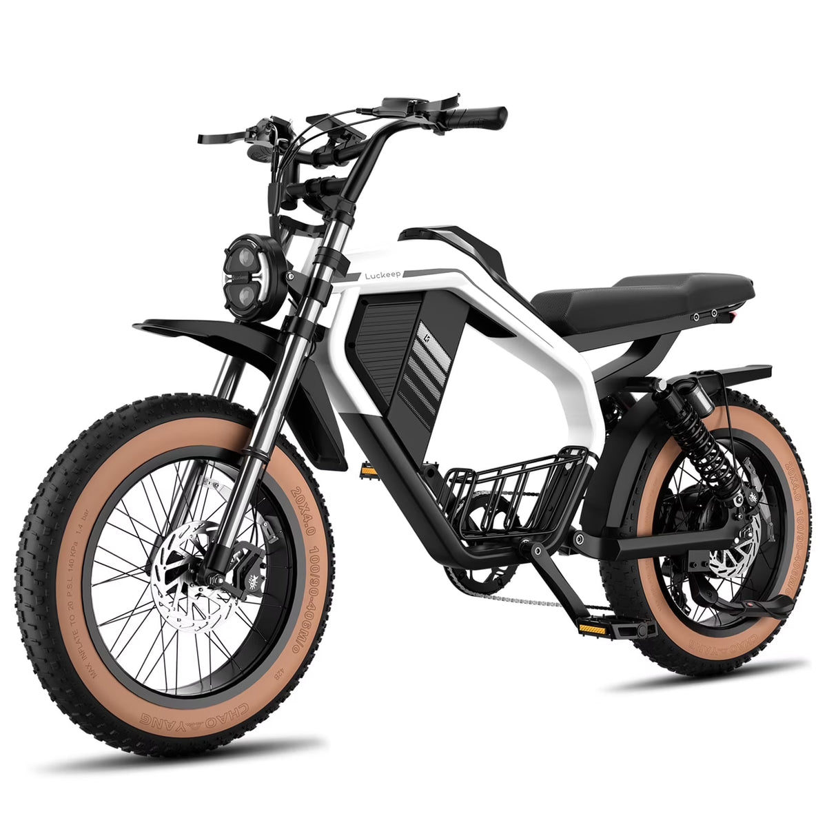 Luckeep M5 Electric Bike for Adults/Teen, 1500W Peak Motor, Max 32MPH, 48V 15AH Battery, Max 60 Miles Electric Motorcycle for Mountains, 20" Fat Tire Electric Dirt Bike, Sand, Road, Full Suspension
