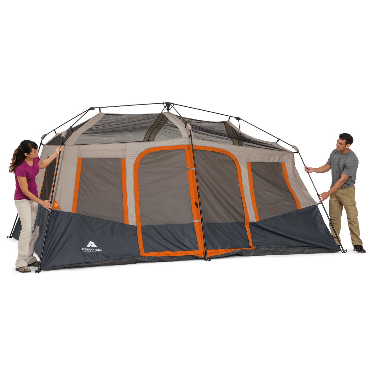 Ozark Trail 10 - Person Instant Cabin Tent - 2 - Room Family Camping Tent with Rainfly