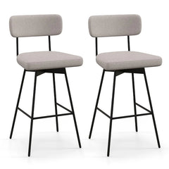 Swivel Bar Stools Set of 2, 29" Upholstered Bar Height Chairs with Back, Heavy-Duty Metal Legs & Footrest for Kitchen Island, Home Bar