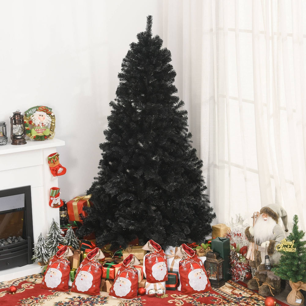 HOMCOM 7ft Artificial Christmas Tree Holiday Home Decoration Automatic Open Black Halloween Style