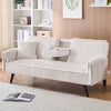 Aukfa 75" Square Arm Futon Convertible Sofa Bed for Home Office, 2 Cup Holders, Linen, Dark Gray