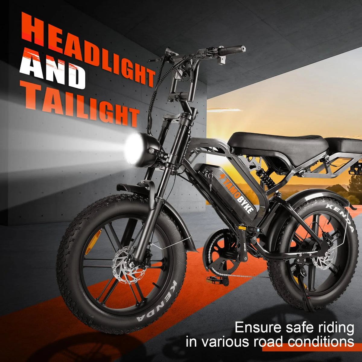 Tamobyke Electric Bike for Adults, Peak 1500W 28mph Mountain Ebike, 48V 15.6AH 20" Fat Tire Electric Bicycle Full Suspension UL2849