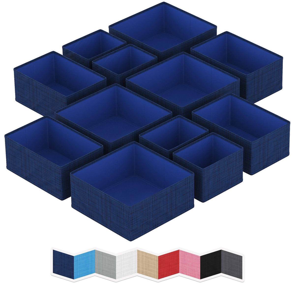 NEATERIZE Drawer Organizer Clothes Set of 12 Navy - Dresser Organizer for Nursery, Bedroom, Closet - The Perfect Baby Clothes Organizer and Storage & General
