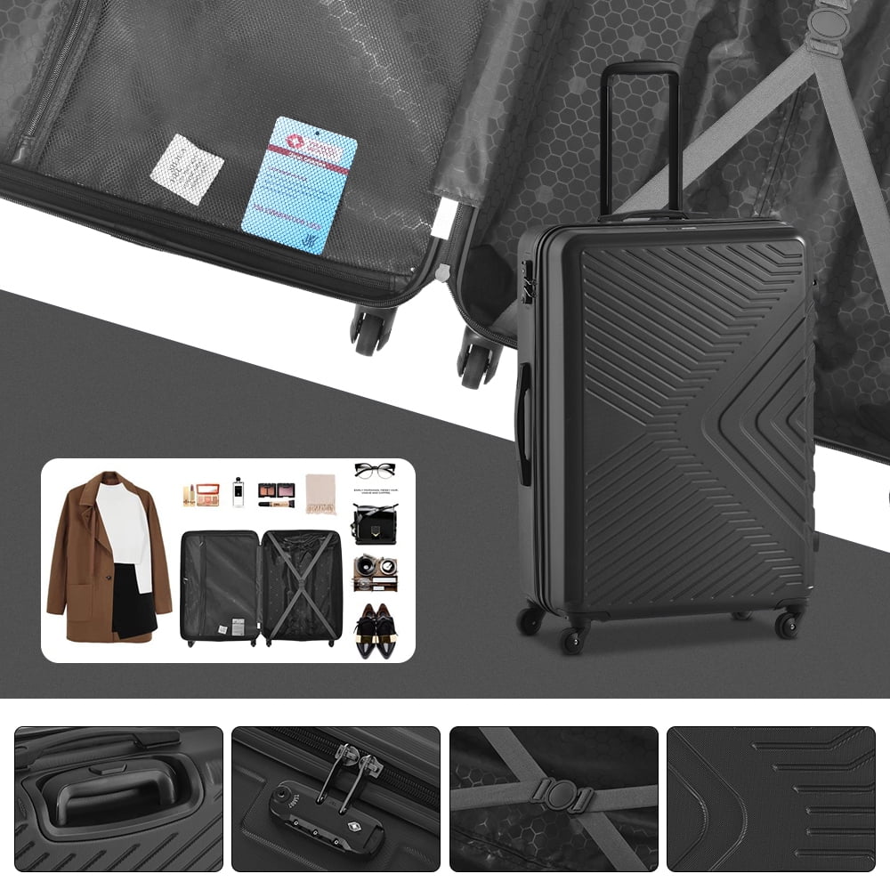 3 Piece Blue Luggage Travel Set, 20" 24" 28" Carry on Luggage with Spinner Wheels, Lightweight Hard Case Luggage Travel Suitcase Christmas Gifts for Business Trip Holiday Travel Cruise