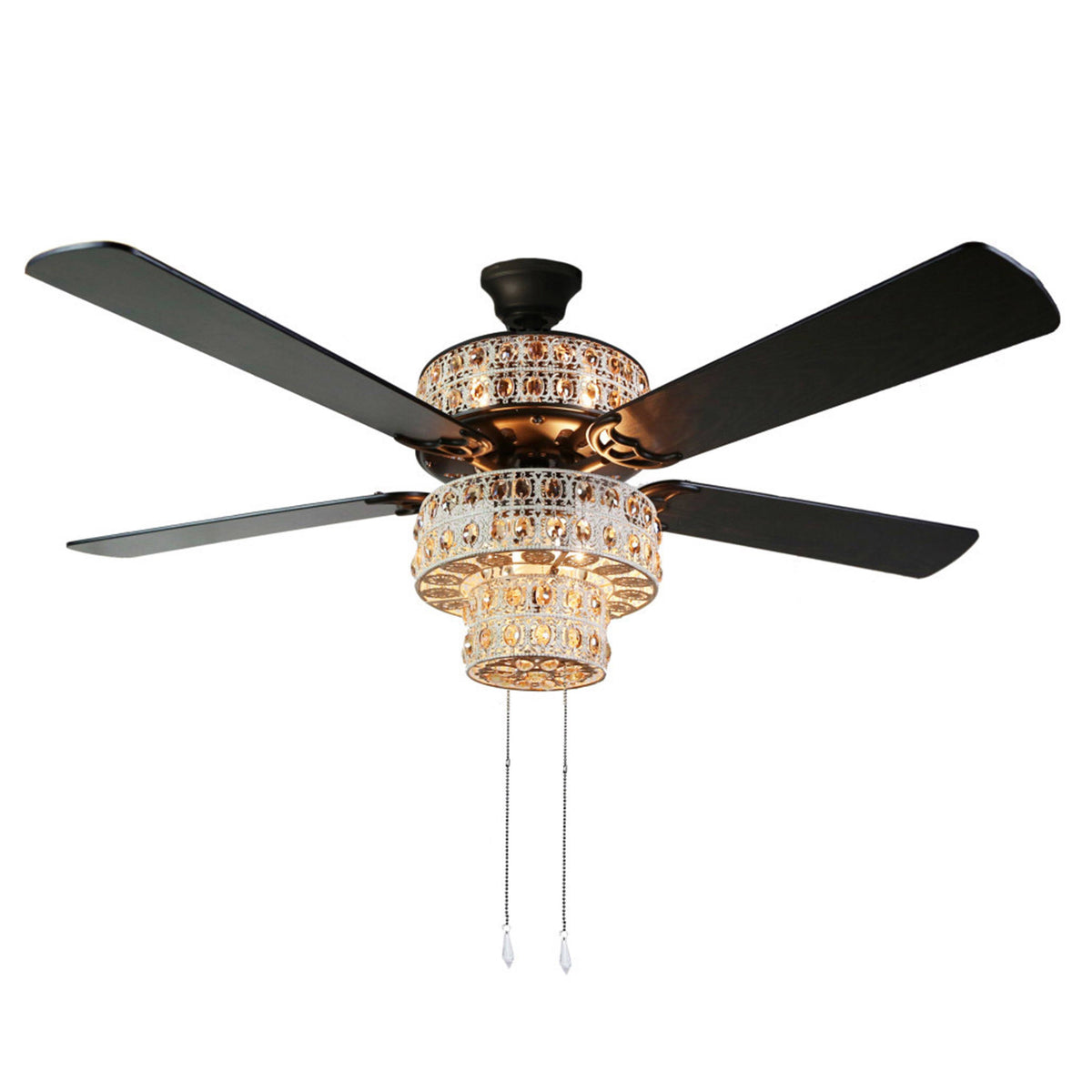 River of Goods Glam 52 inch Width Crystal Double-lit LED Ceiling Fan, Amber