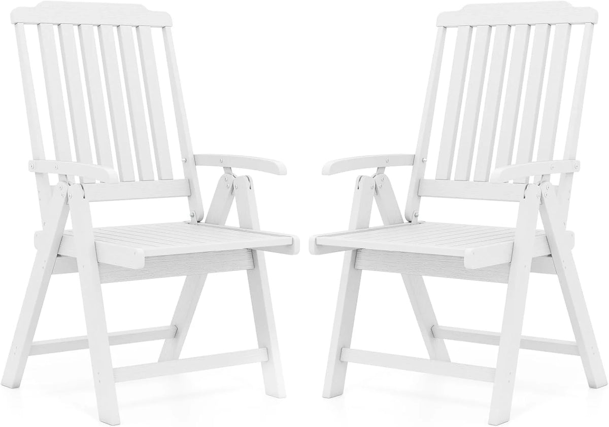 Tangkula Foldable Patio Chair All-Weather HDPE Outdoor Dining Chair with Armrest