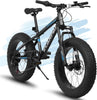 20 in Mountain Bike for 7 - 15 Years Old, 7 Speed Kids Bike with High Carbon Steel Frame, Fat Tire and Dual Disc Brake, Front Suspension Mountain