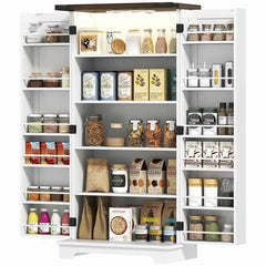 Spaco 17-Tier Kitchen Small Pantry Cabinet with 2 Doors and 6 Adjustable Shelves, Cabinet Pantry, Freestanding 5-Tier Shelving Pantries