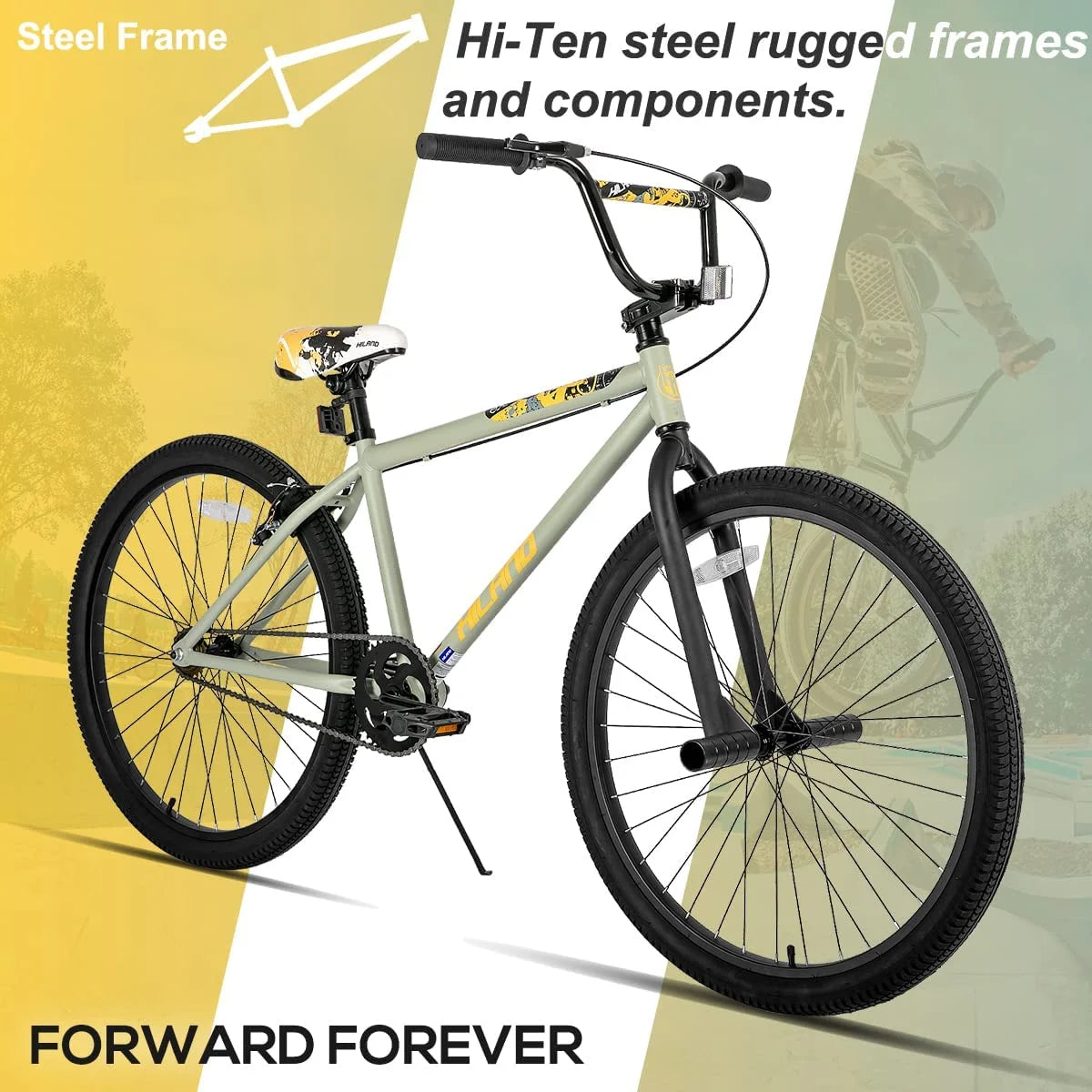Hiland BMX BIKE 24 & 26 in, Beginner - Level to Advanced Riders with 2 Pegs for Adults, Multiple Colors