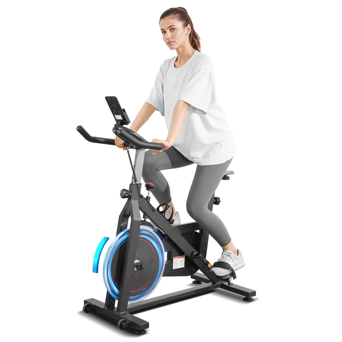 Naipo Exercise Bike Indoor Cycling Bike with 300 lb Big Seat Cushion for Home Cardio Leg Workout