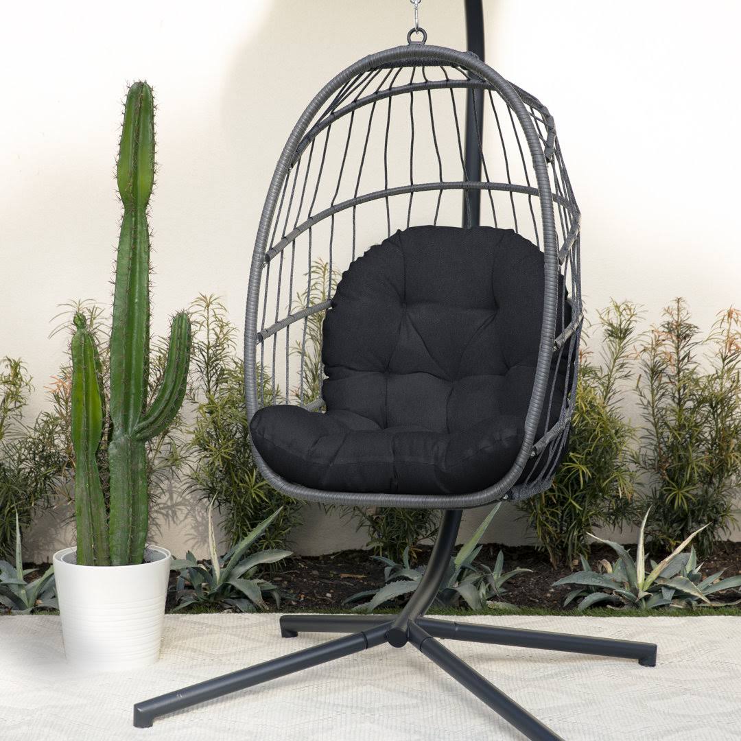 Outdoor Seat/Back Cushion Egg Chair Cushion Birch Lane Fabric: Black