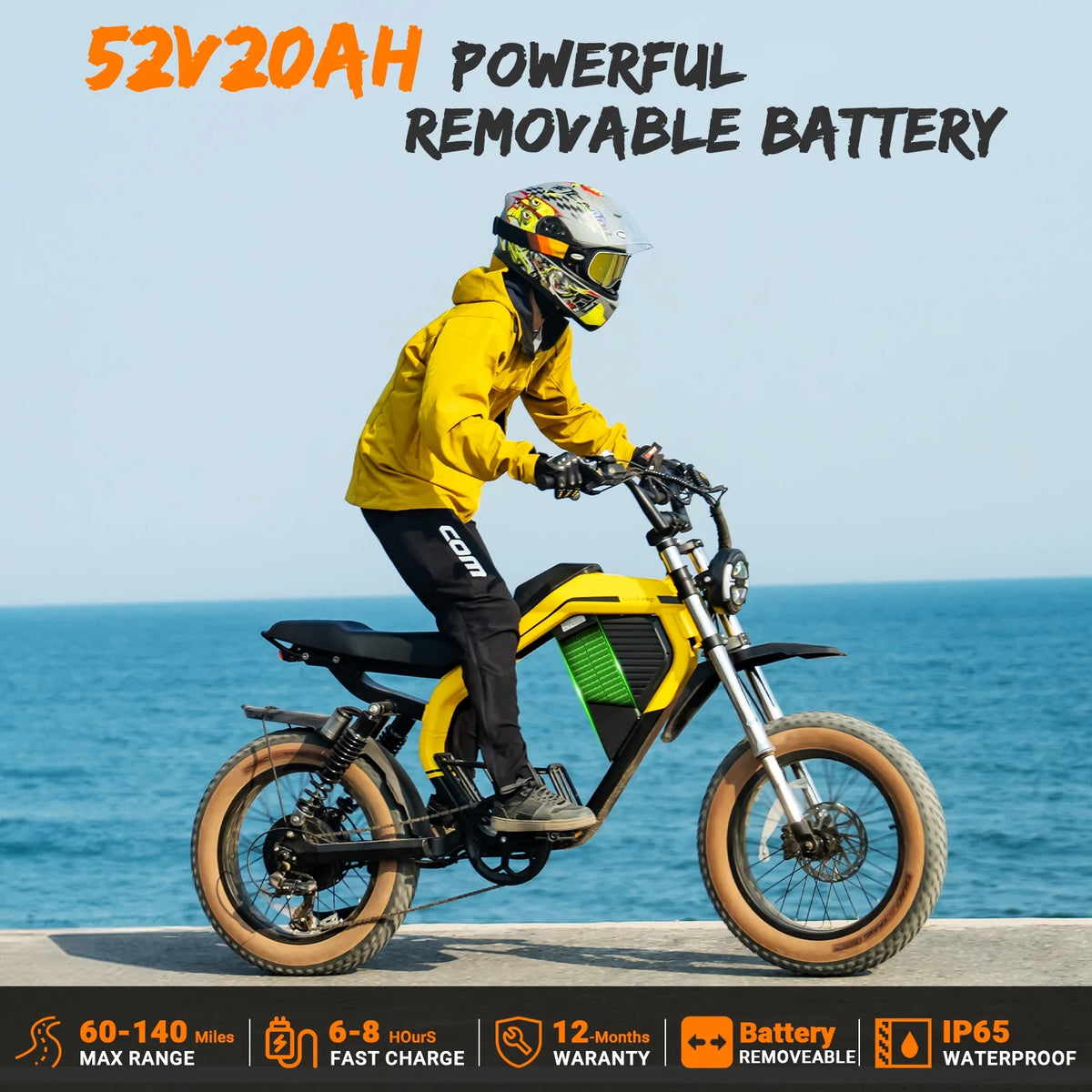 Luckeep M5 Electric Bike for Adults/Teen, 1500W Peak Motor, Max 32MPH, 48V 15AH Battery, Max 60 Miles Electric Motorcycle for Mountains, 20" Fat Tire Electric Dirt Bike, Sand, Road, Full Suspension