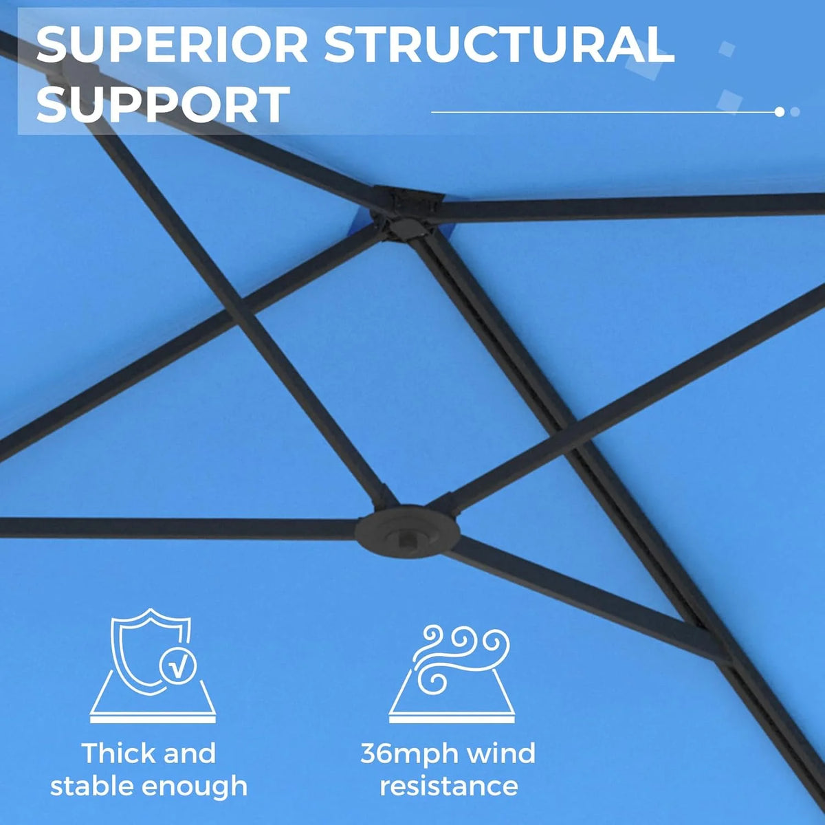 AECOJOY 10ft Cantilever Patio Umbrella, Large Rectangle Umbrella 180° Rotation Offset, Blue