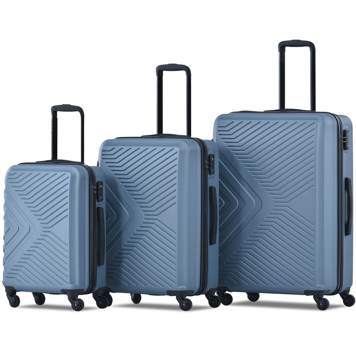 3 Piece Blue Luggage Travel Set, 20" 24" 28" Carry on Luggage with Spinner Wheels, Lightweight Hard Case Luggage Travel Suitcase Christmas Gifts for Business Trip Holiday Travel Cruise