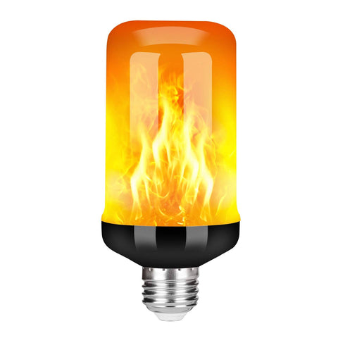 Y-Stop LED Bulb with Flickering Flame Effect, 4 Modes Halloween Decor Lights, E26 Base Upside Down Bulb (Yellow)