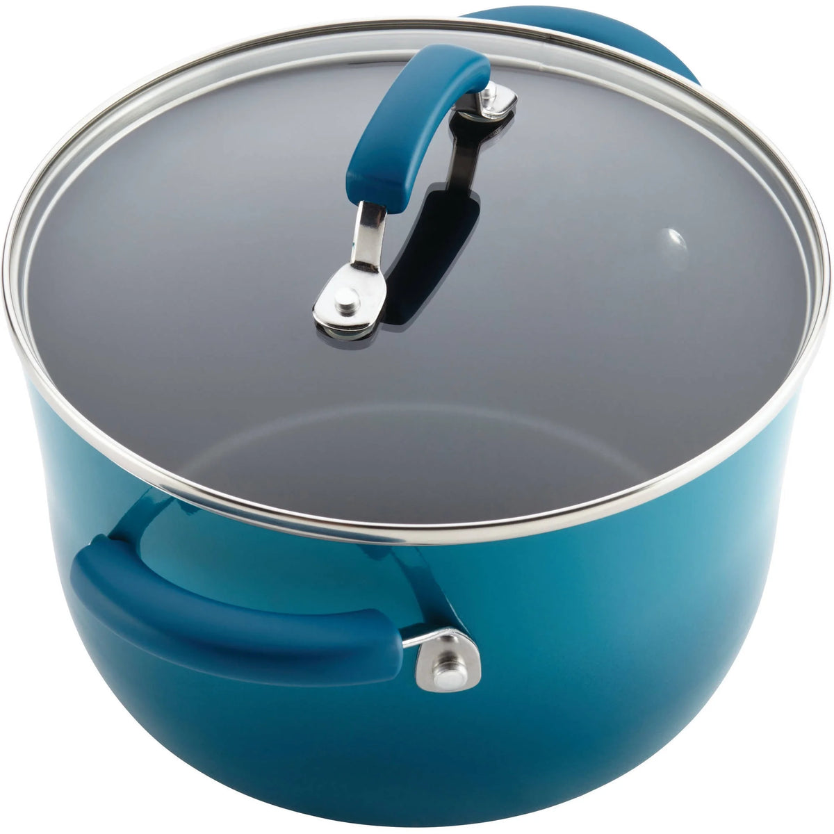 Rachael Ray 15 - Piece Nonstick Pots and Pans Set/Cookware Set, Marine Blue