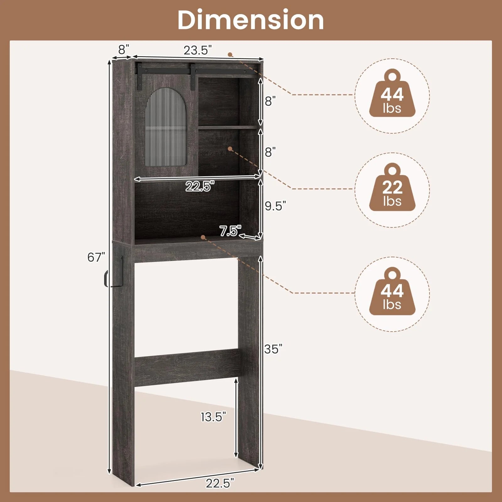 Tangkula Over Toilet Storage Cabinet with Sliding Barn Door