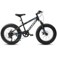 20 in Mountain Bike for 7 - 15 Years Old, 7 Speed Kids Bike with High Carbon Steel Frame, Fat Tire and Dual Disc Brake, Front Suspension Mountain