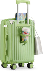 20 in Carry on Luggage with Cup Holder & USB Port, Airline Approved TSA - Locked Luggage, Lightweight PC Material Travel Suitcase